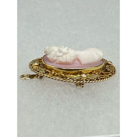 Victorian cameo brooch 10K gold left facing - Picture 3 of 13